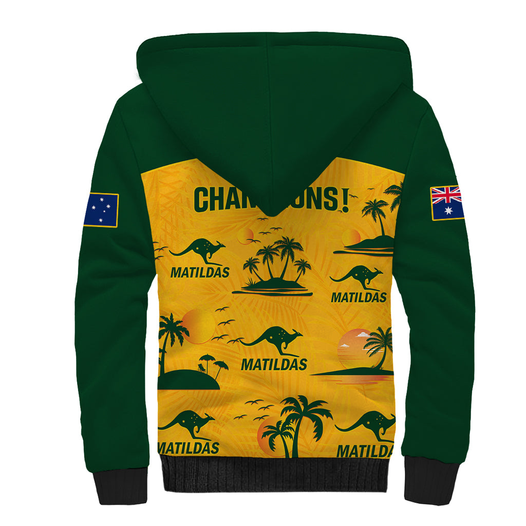 Australia Soccer Sherpa Hoodie Matildas World Cup 2023 Tropical Style - Wonder Print Shop