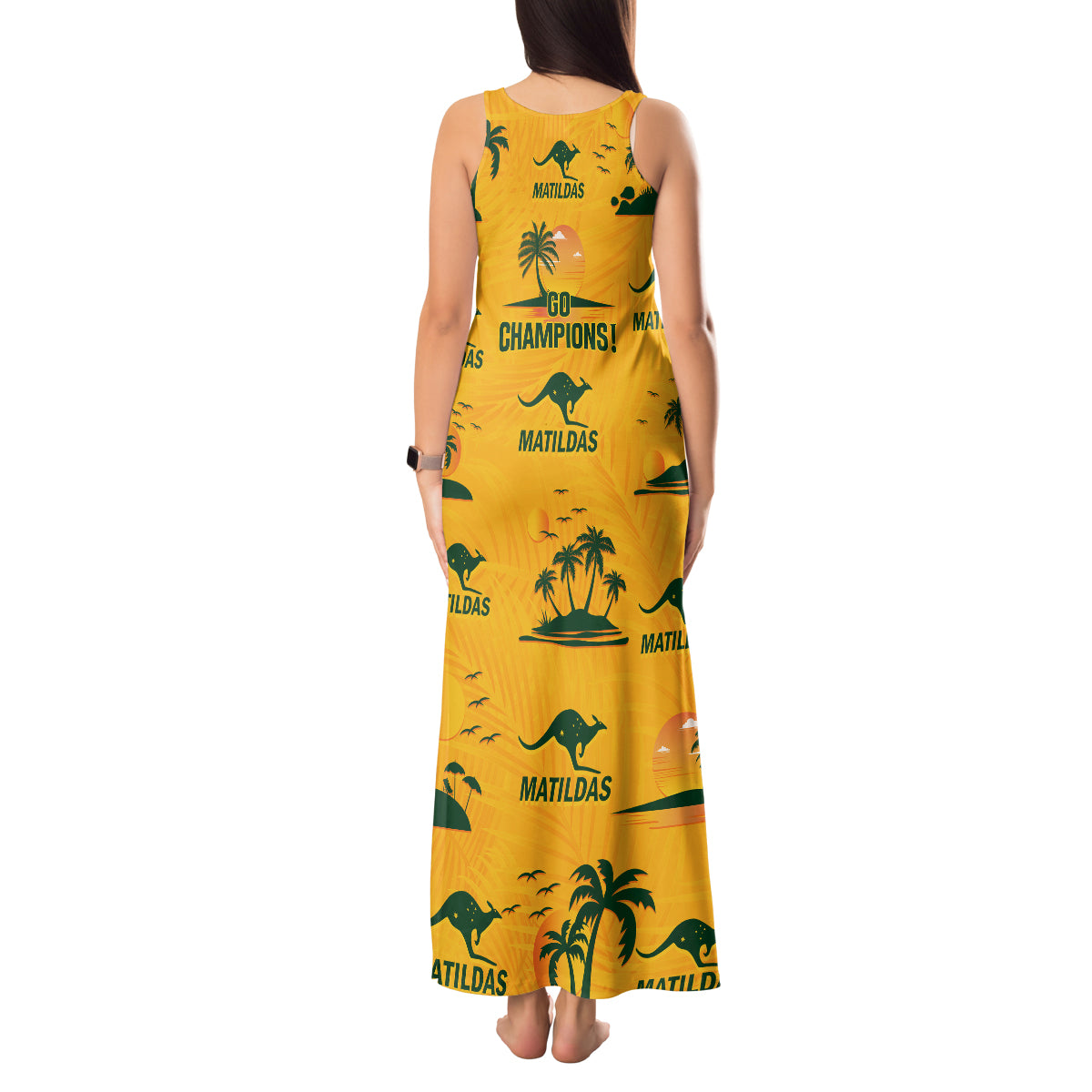 Australia Soccer Tank Maxi Dress Matildas World Cup 2023 Tropical Style - Wonder Print Shop