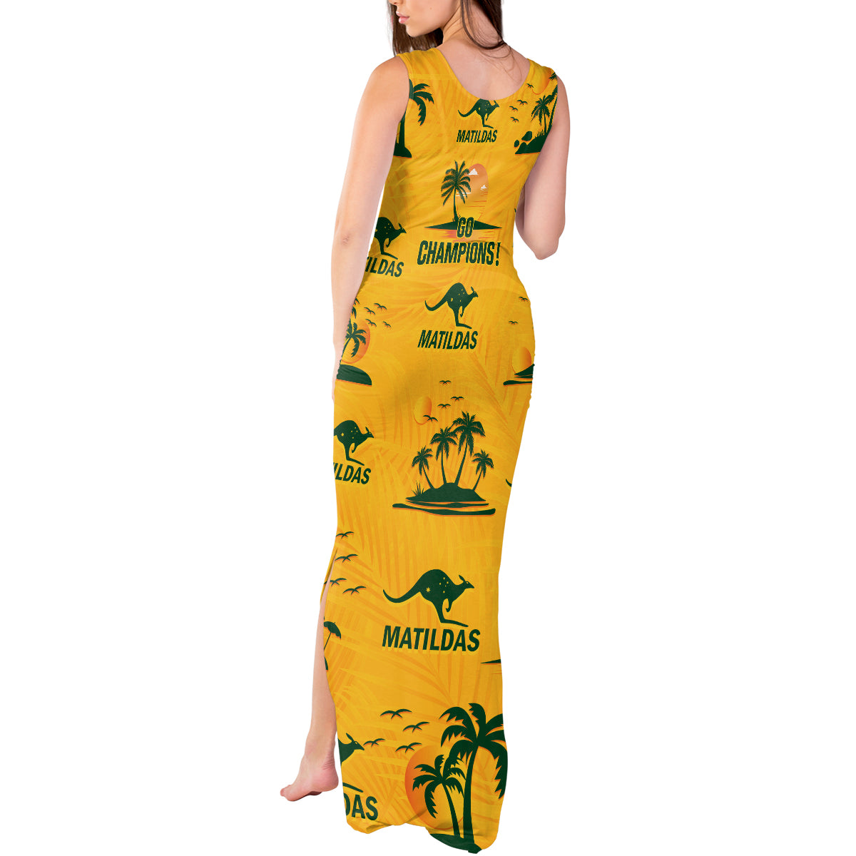 Australia Soccer Tank Maxi Dress Matildas World Cup 2023 Tropical Style - Wonder Print Shop