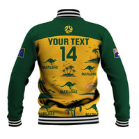 Custom Australia Soccer Baseball Jacket Matildas World Cup 2023 Tropical Style - Wonder Print Shop