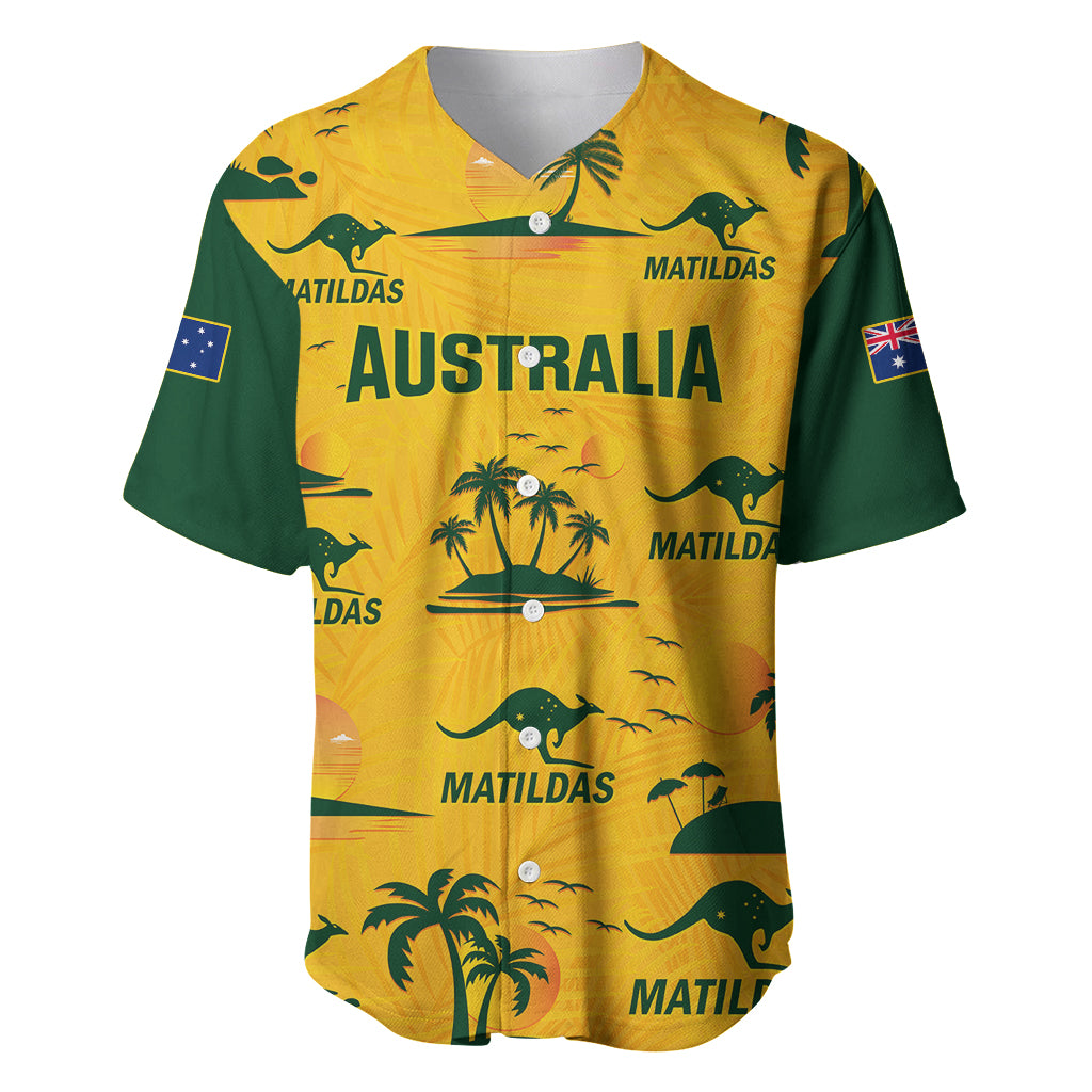 Custom Australia Soccer Baseball Jersey Matildas World Cup 2023 Tropical Style - Wonder Print Shop