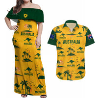 Custom Australia Soccer Couples Matching Off Shoulder Maxi Dress and Hawaiian Shirt Matildas World Cup 2023 Tropical Style - Wonder Print Shop
