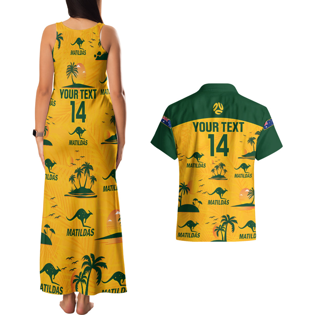 Custom Australia Soccer Couples Matching Tank Maxi Dress and Hawaiian Shirt Matildas World Cup 2023 Tropical Style - Wonder Print Shop