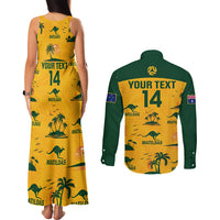 Custom Australia Soccer Couples Matching Tank Maxi Dress and Long Sleeve Button Shirts Matildas World Cup 2023 Tropical Style - Wonder Print Shop