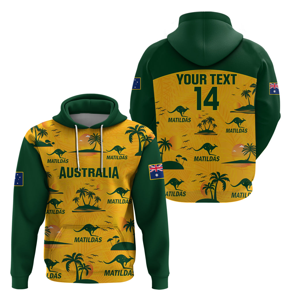Custom Australia Soccer Hoodie Matildas World Cup 2023 Tropical Style - Wonder Print Shop