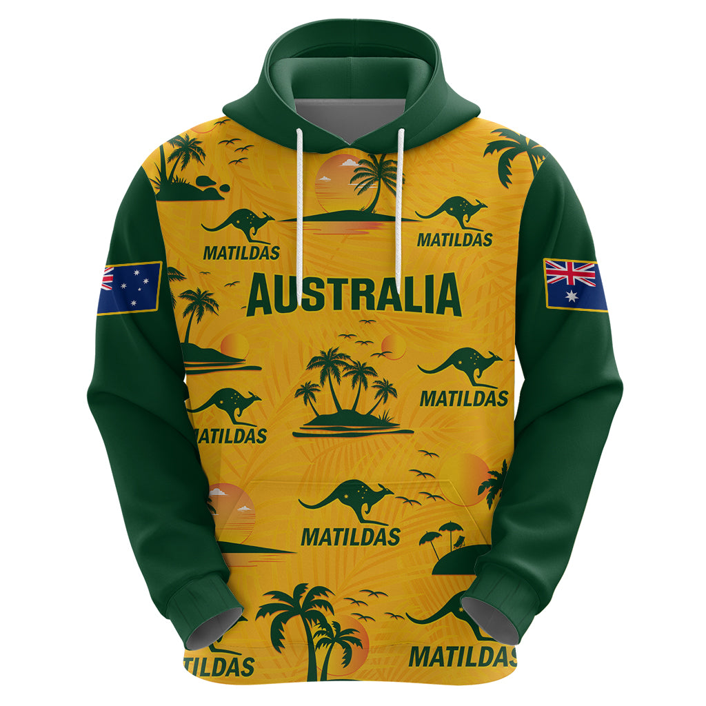 Custom Australia Soccer Hoodie Matildas World Cup 2023 Tropical Style - Wonder Print Shop