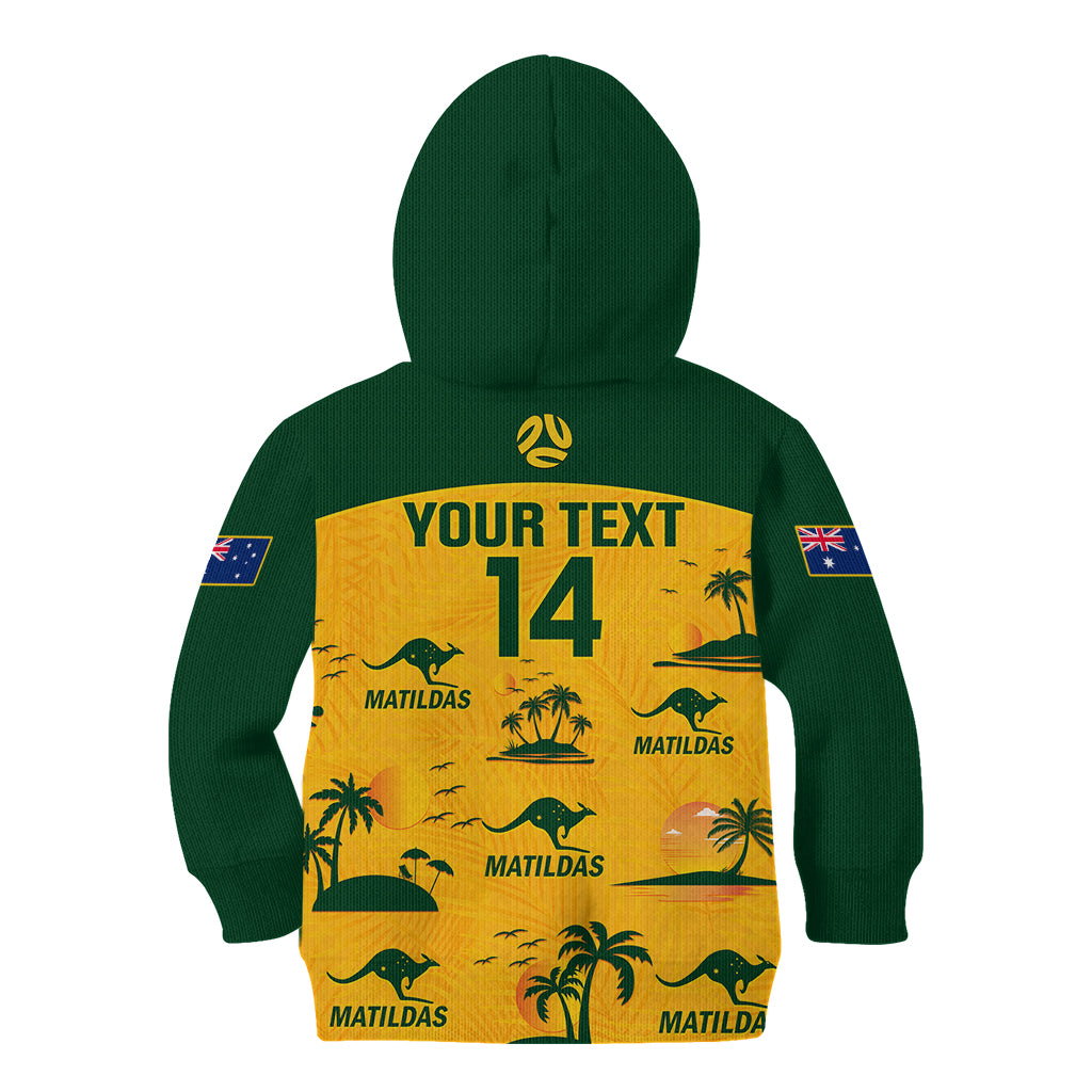 Custom Australia Soccer Kid Hoodie Matildas World Cup 2023 Tropical Style - Wonder Print Shop