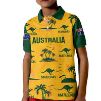 Custom Australia Soccer Kid Polo Shirt Matildas World Cup 2023 Tropical Style - Wonder Print Shop