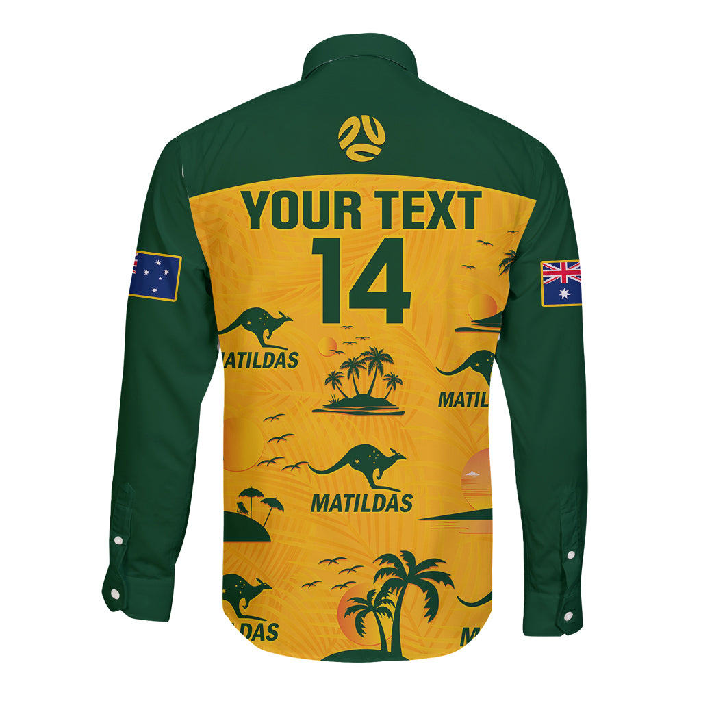 Custom Australia Soccer Long Sleeve Button Shirt Matildas World Cup 2023 Tropical Style - Wonder Print Shop