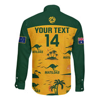 Custom Australia Soccer Long Sleeve Button Shirt Matildas World Cup 2023 Tropical Style - Wonder Print Shop