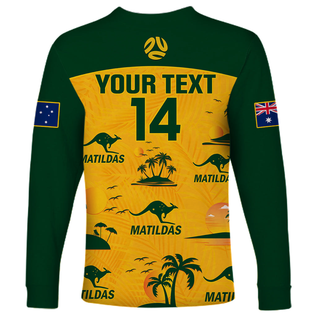 Custom Australia Soccer Long Sleeve Shirt Matildas World Cup 2023 Tropical Style - Wonder Print Shop