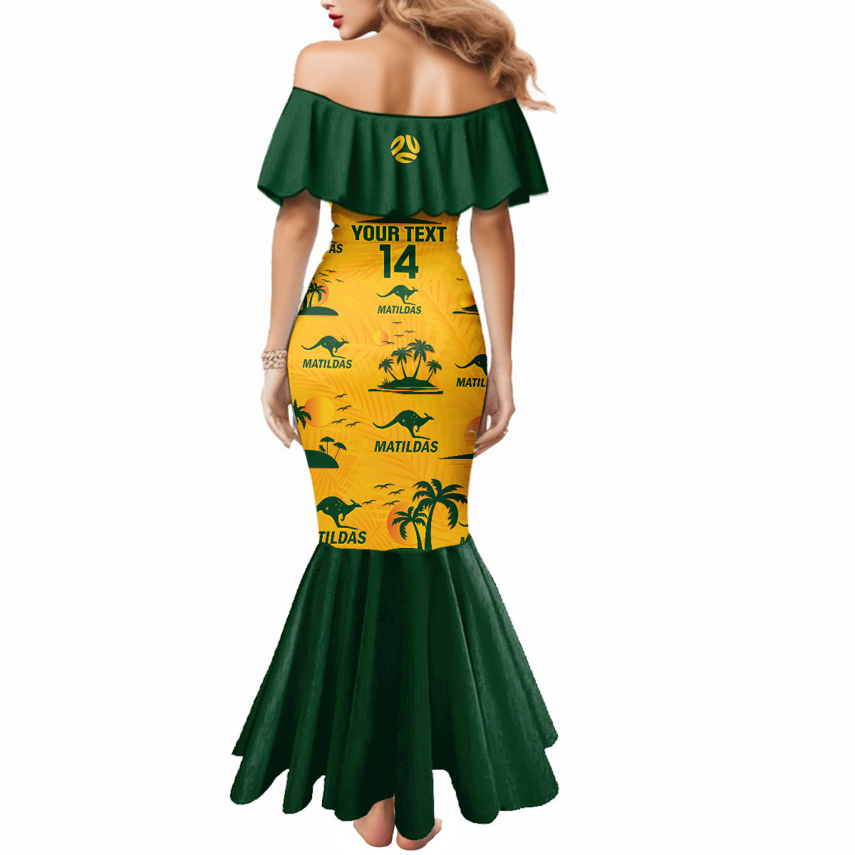 Custom Australia Soccer Mermaid Dress Matildas World Cup 2023 Tropical Style - Wonder Print Shop