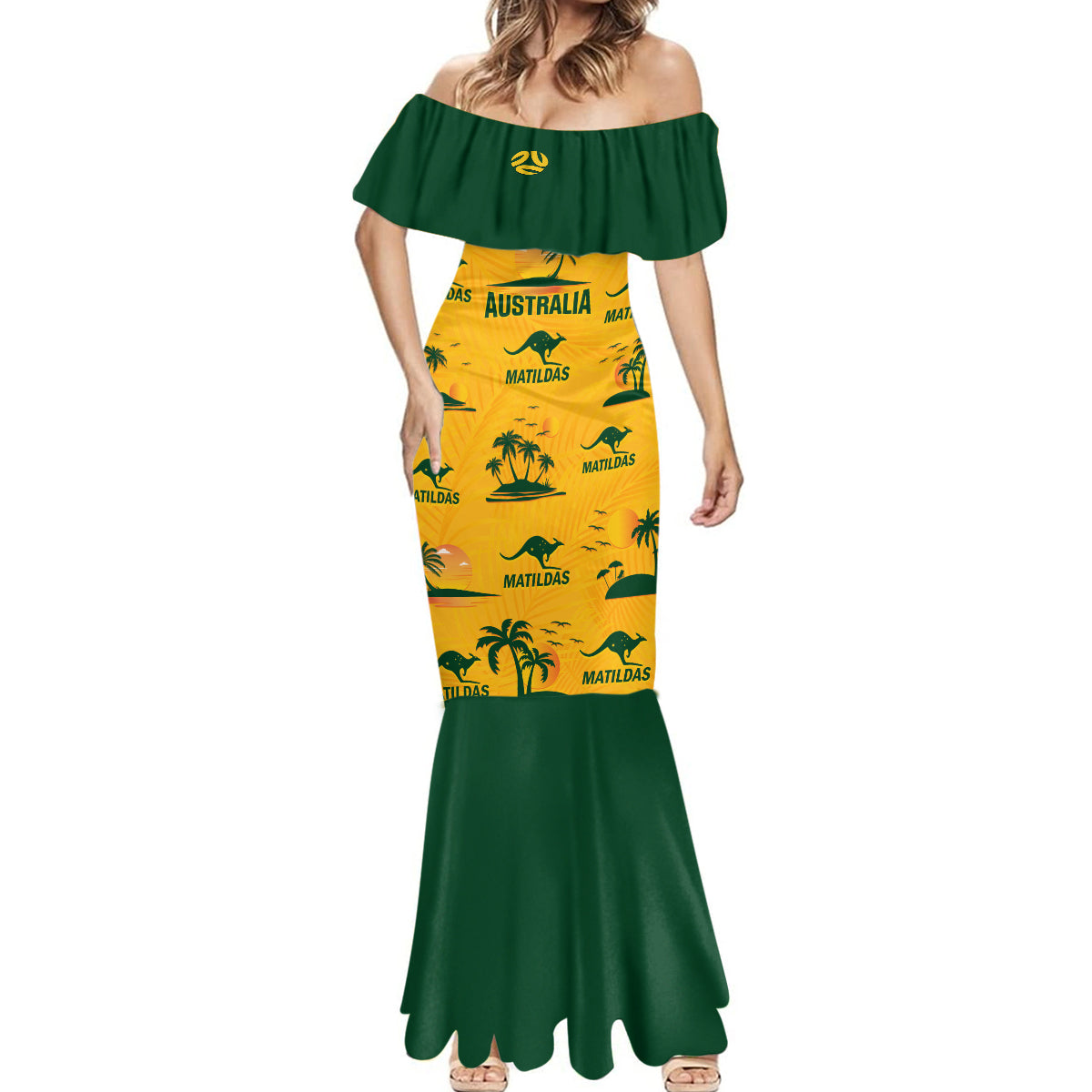 Custom Australia Soccer Mermaid Dress Matildas World Cup 2023 Tropical Style - Wonder Print Shop