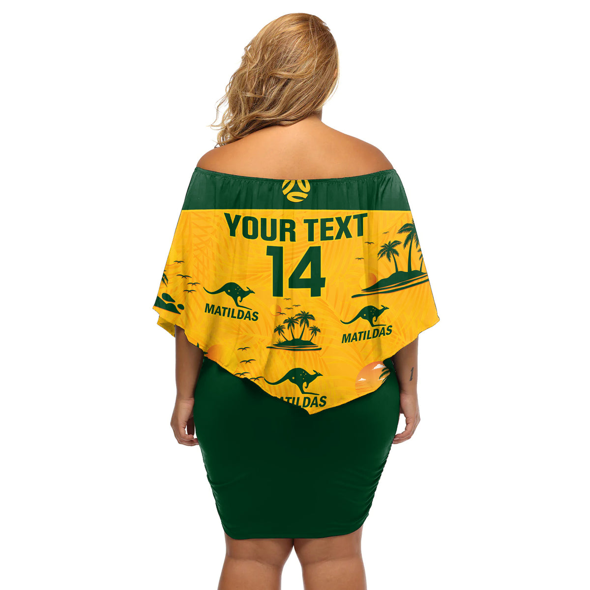 Custom Australia Soccer Off Shoulder Short Dress Matildas World Cup 2023 Tropical Style - Wonder Print Shop