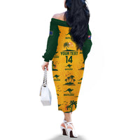 Custom Australia Soccer Off The Shoulder Long Sleeve Dress Matildas World Cup 2023 Tropical Style - Wonder Print Shop