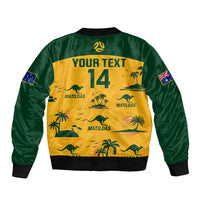 Custom Australia Soccer Sleeve Zip Bomber Jacket Matildas World Cup 2023 Tropical Style - Wonder Print Shop