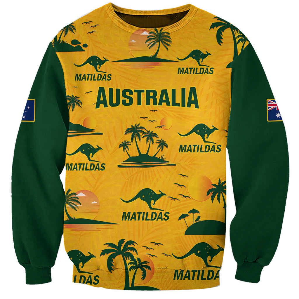 Custom Australia Soccer Sweatshirt Matildas World Cup 2023 Tropical Style - Wonder Print Shop