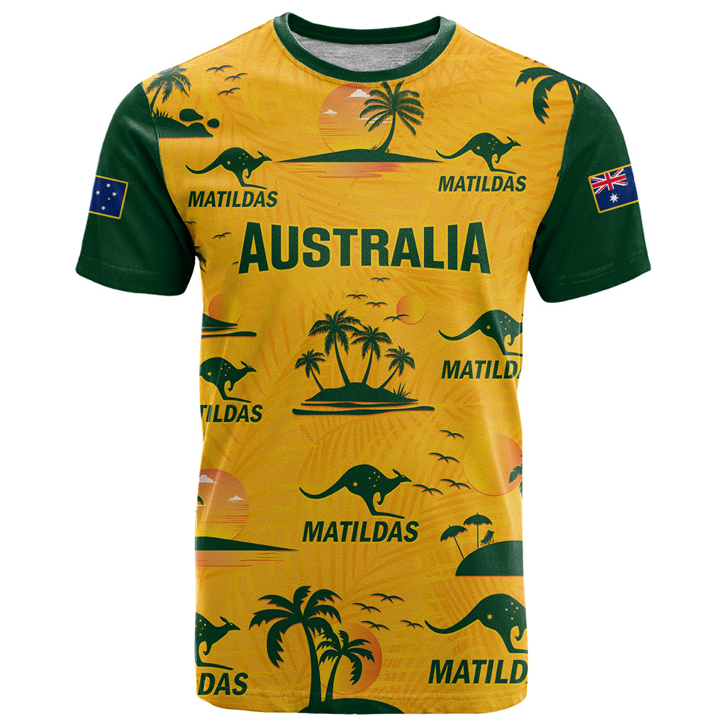 Custom Australia Soccer T Shirt Matildas World Cup 2023 Tropical Style - Wonder Print Shop