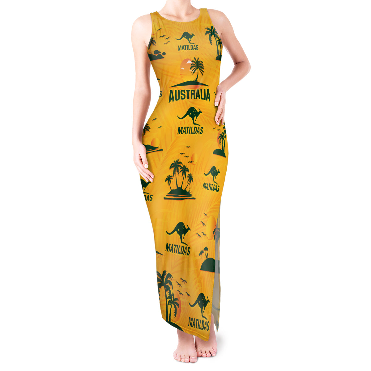 Custom Australia Soccer Tank Maxi Dress Matildas World Cup 2023 Tropical Style - Wonder Print Shop