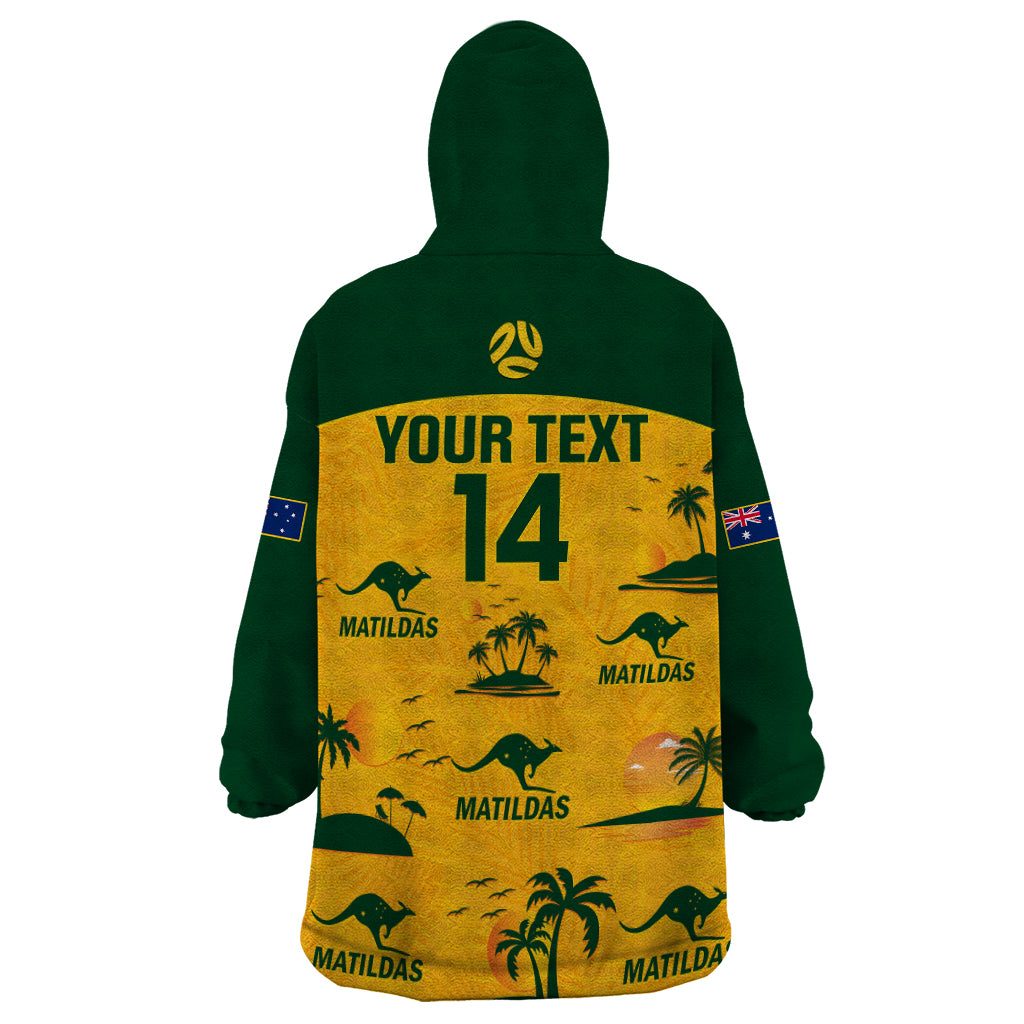 Custom Australia Soccer Wearable Blanket Hoodie Matildas World Cup 2023 Tropical Style - Wonder Print Shop