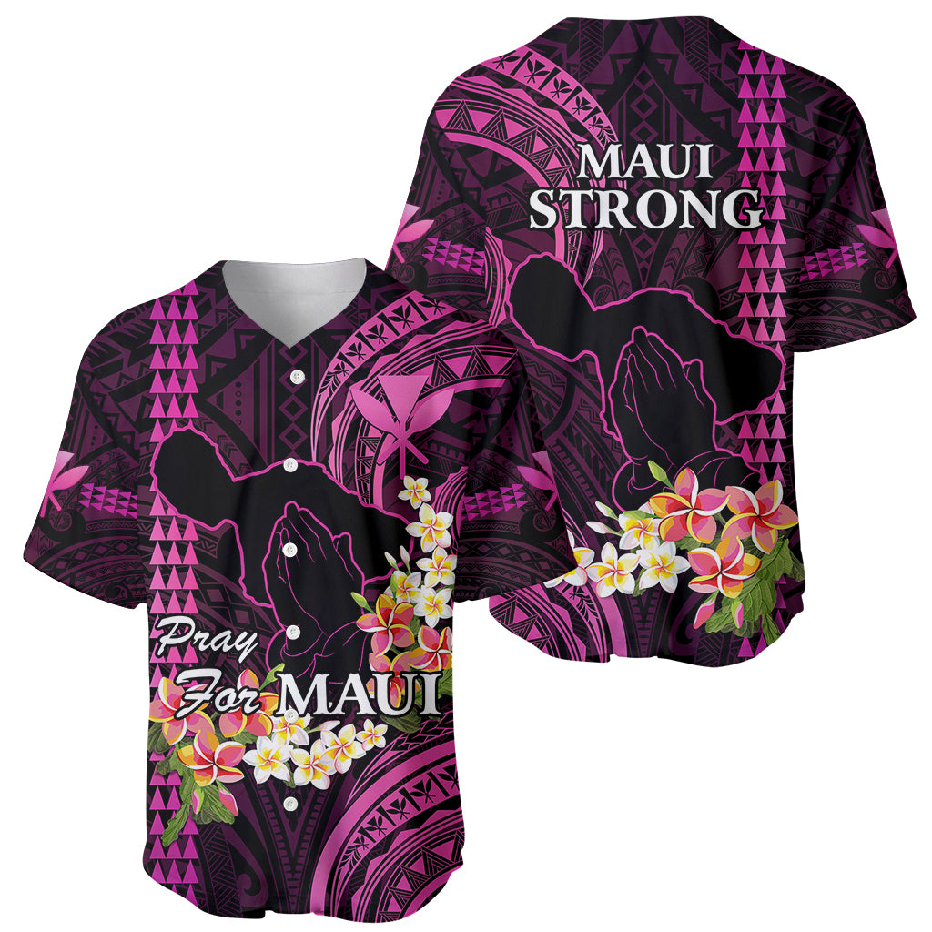 Hawaii Baseball Jersey Pray For Maui Hawaiian Plumeria Be Strong Pink Verison - Wonder Print Shop