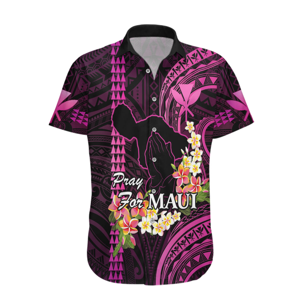 Hawaii Hawaiian Shirt Pray For Maui Hawaiian Plumeria Be Strong Pink Verison - Wonder Print Shop