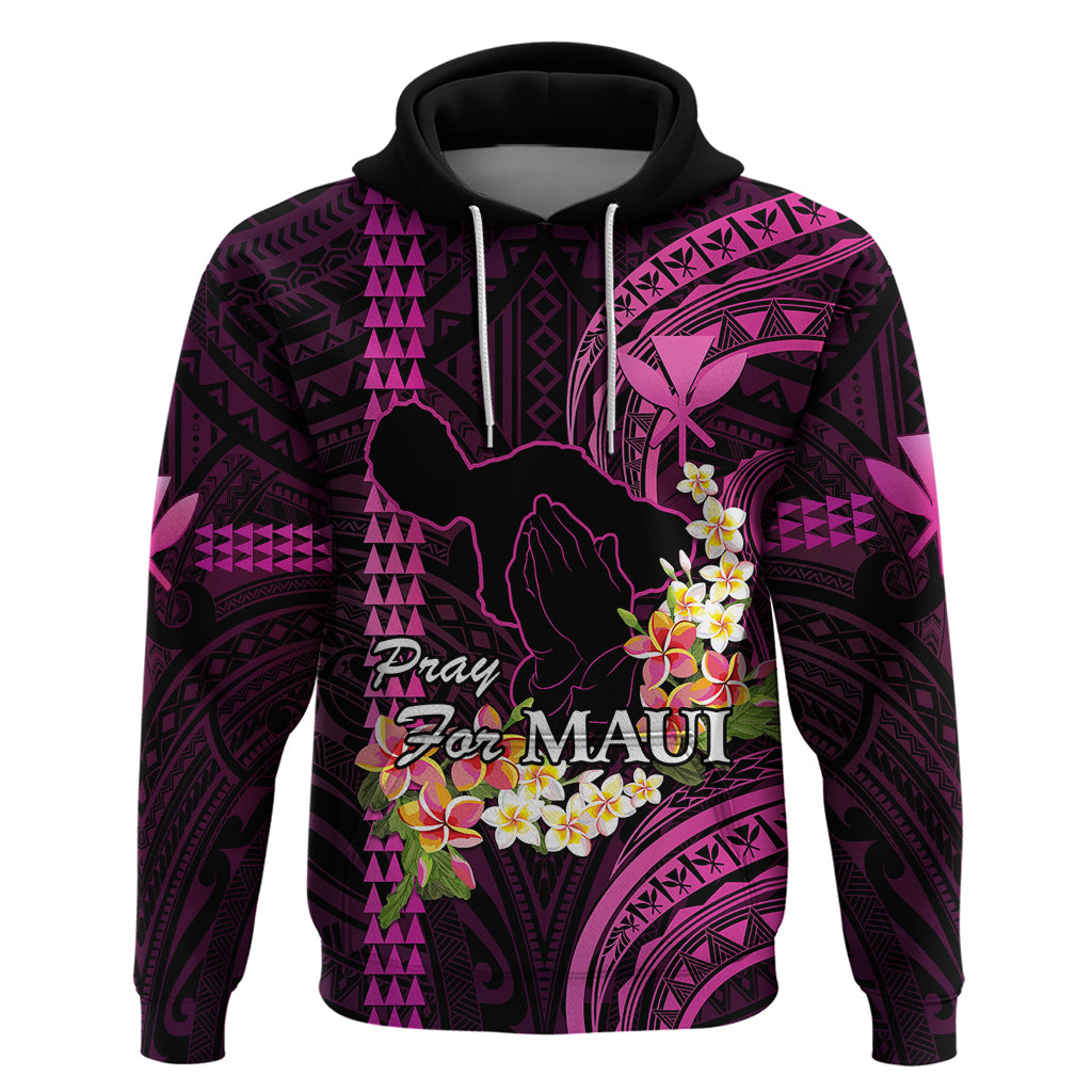 Hawaii Hoodie Pray For Maui Hawaiian Plumeria Be Strong Pink Verison - Wonder Print Shop
