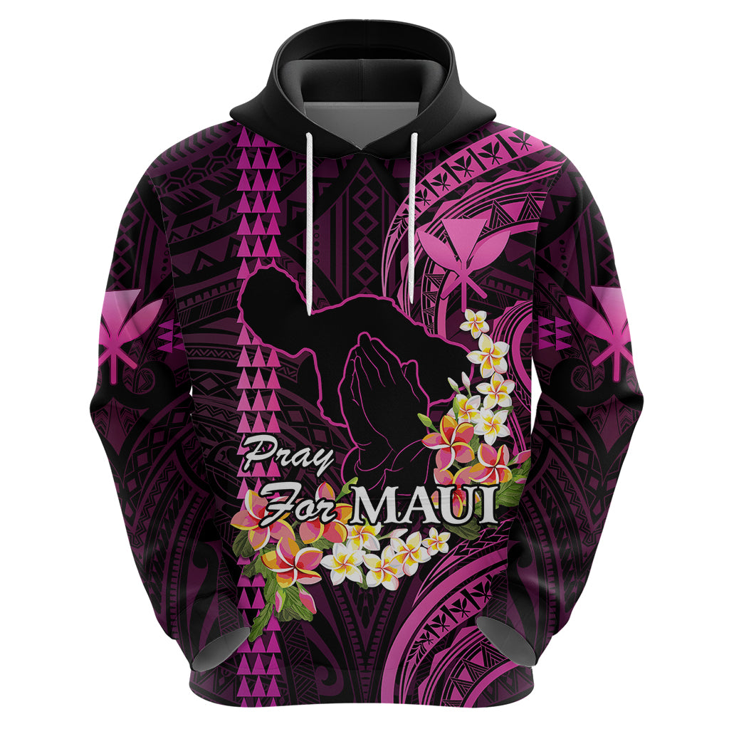 Hawaii Hoodie Pray For Maui Hawaiian Plumeria Be Strong Pink Verison - Wonder Print Shop