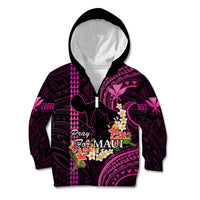 Hawaii Kid Hoodie Pray For Maui Hawaiian Plumeria Be Strong Pink Verison - Wonder Print Shop