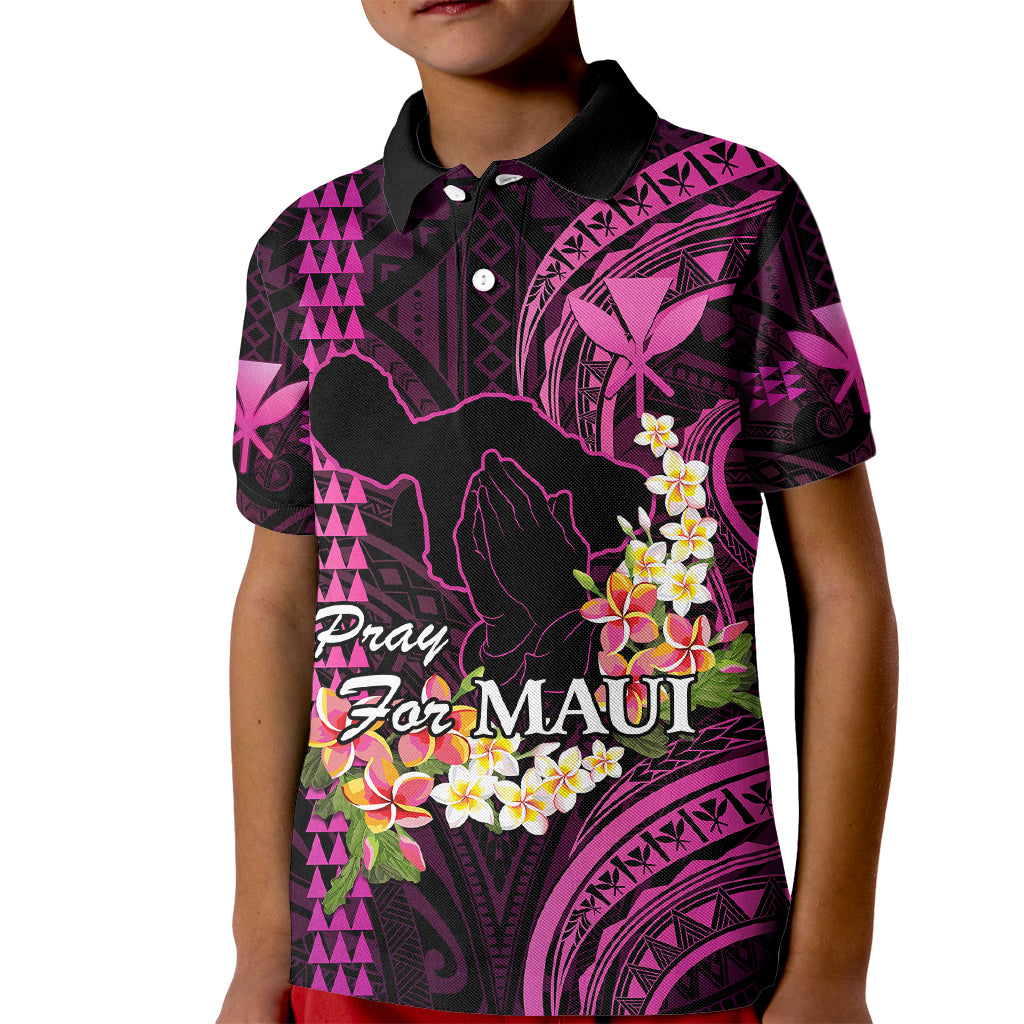 Hawaii Kid Polo Shirt Pray For Maui Hawaiian Plumeria Be Strong Pink Verison - Wonder Print Shop