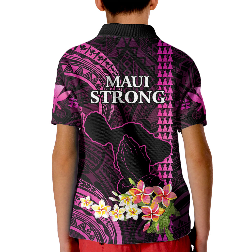 Hawaii Kid Polo Shirt Pray For Maui Hawaiian Plumeria Be Strong Pink Verison - Wonder Print Shop