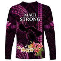 Hawaii Long Sleeve Shirt Pray For Maui Hawaiian Plumeria Be Strong Pink Verison - Wonder Print Shop