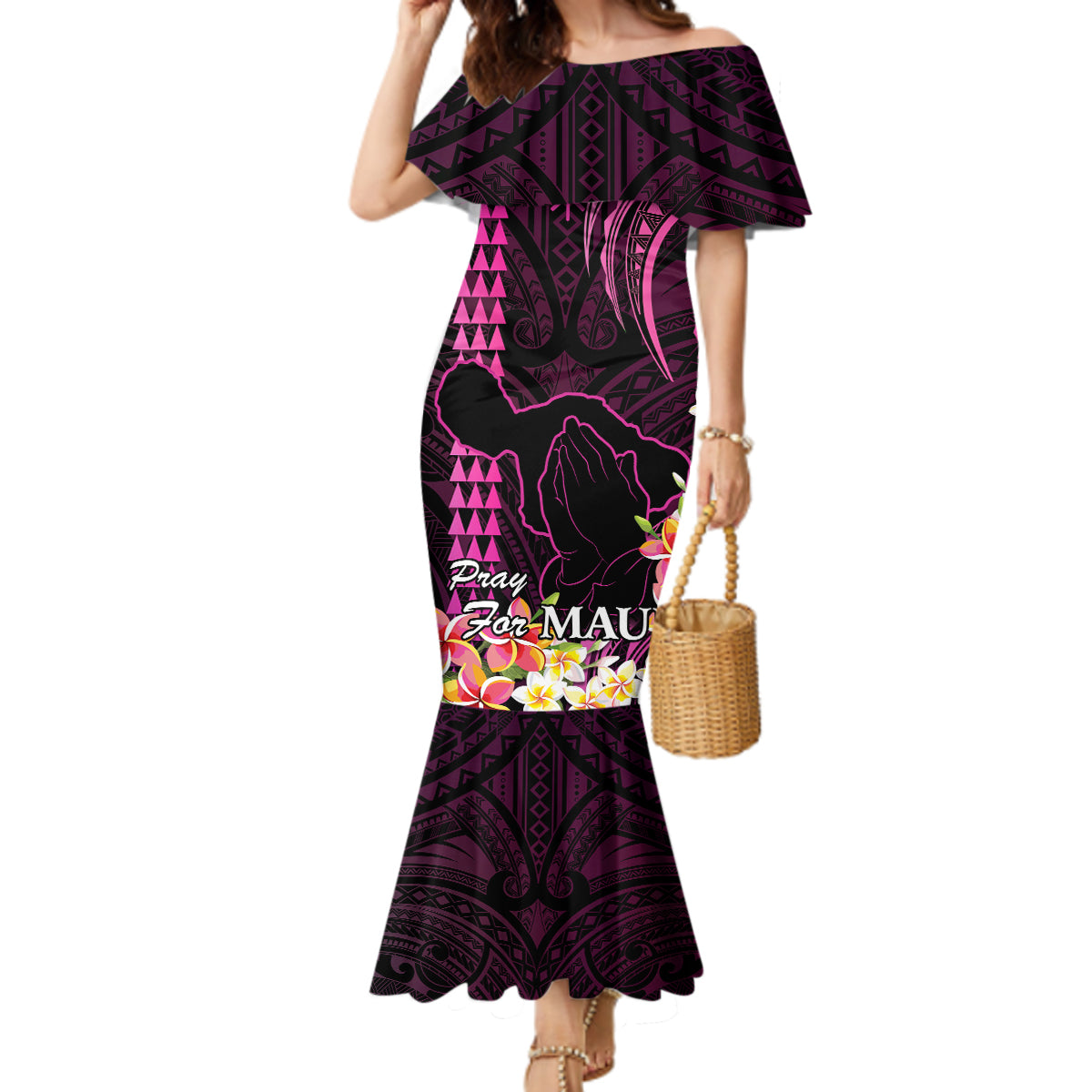 Hawaii Mermaid Dress Pray For Maui Hawaiian Plumeria Be Strong Pink Verison - Wonder Print Shop