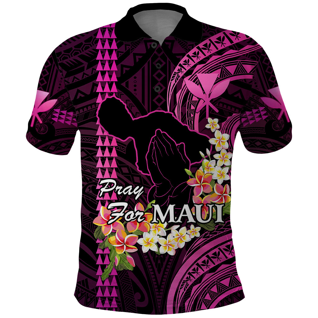 Hawaii Polo Shirt Pray For Maui Hawaiian Plumeria Be Strong Pink Verison - Wonder Print Shop