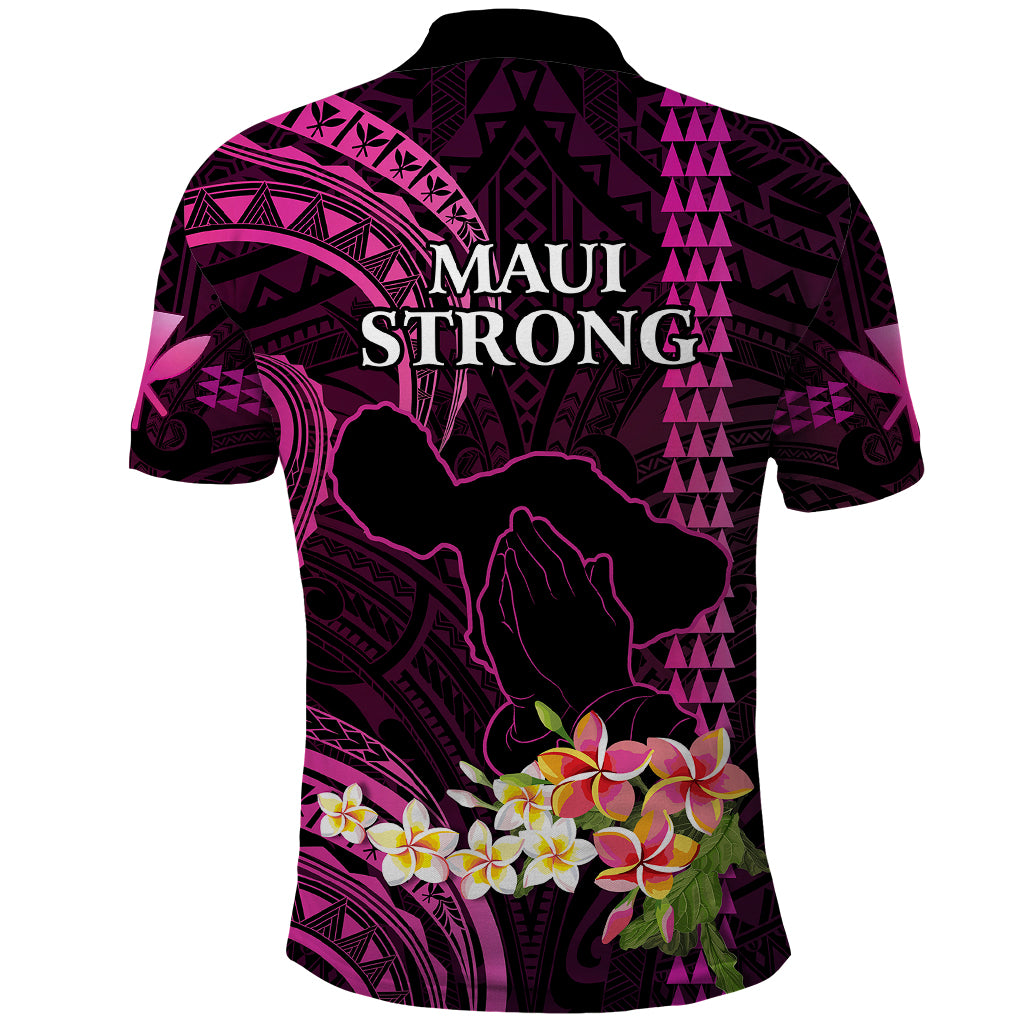 Hawaii Polo Shirt Pray For Maui Hawaiian Plumeria Be Strong Pink Verison - Wonder Print Shop