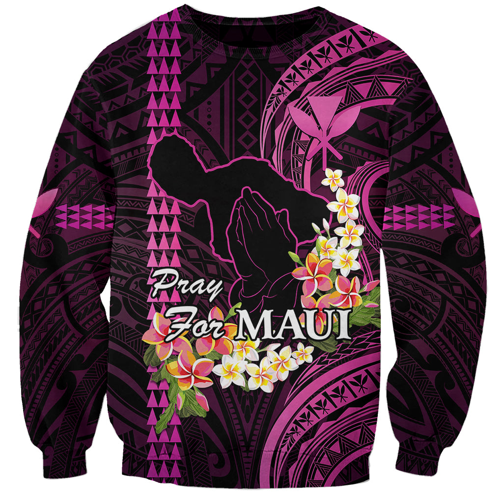 Hawaii Sweatshirt Pray For Maui Hawaiian Plumeria Be Strong Pink Verison - Wonder Print Shop