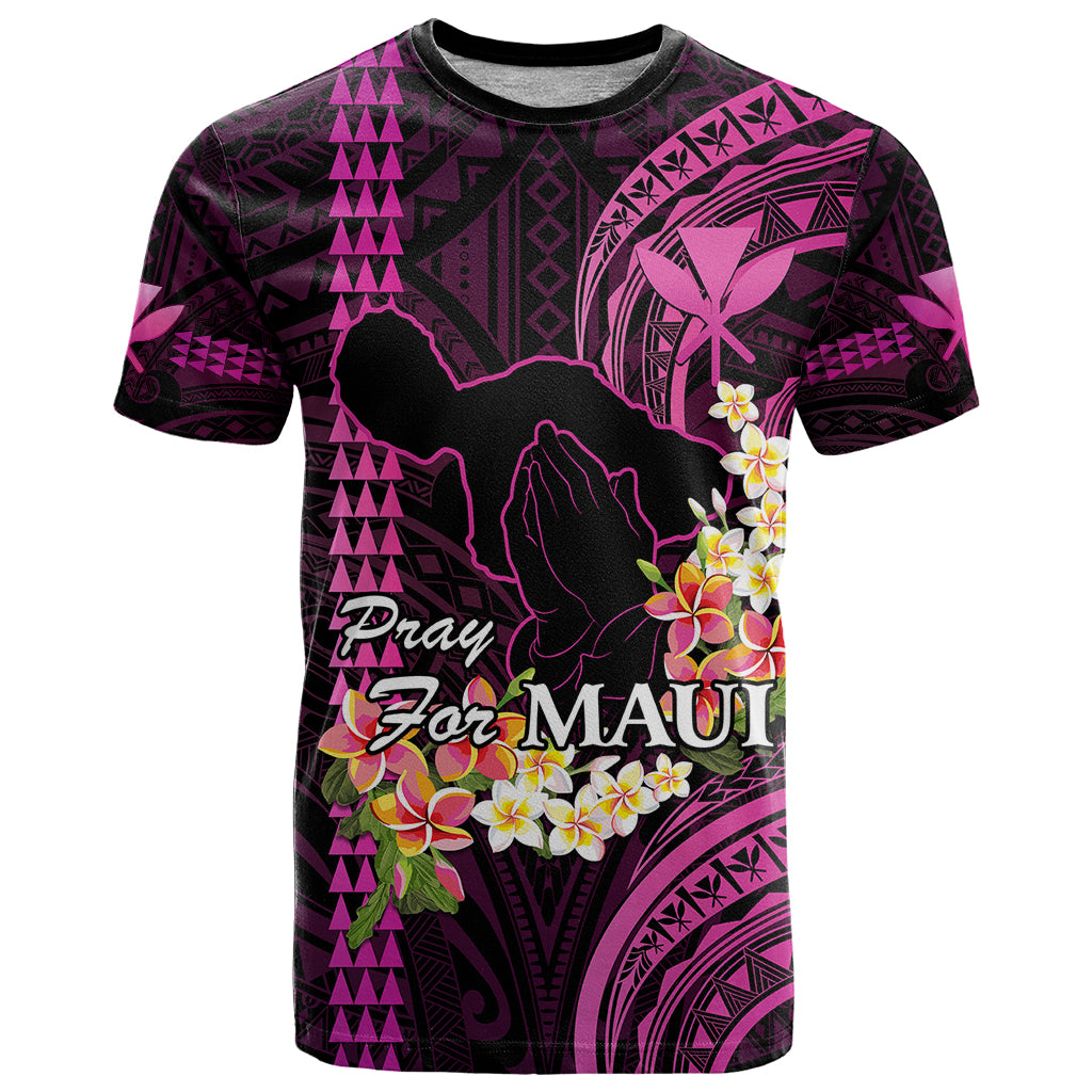 Hawaii T Shirt Pray For Maui Hawaiian Plumeria Be Strong Pink Verison - Wonder Print Shop