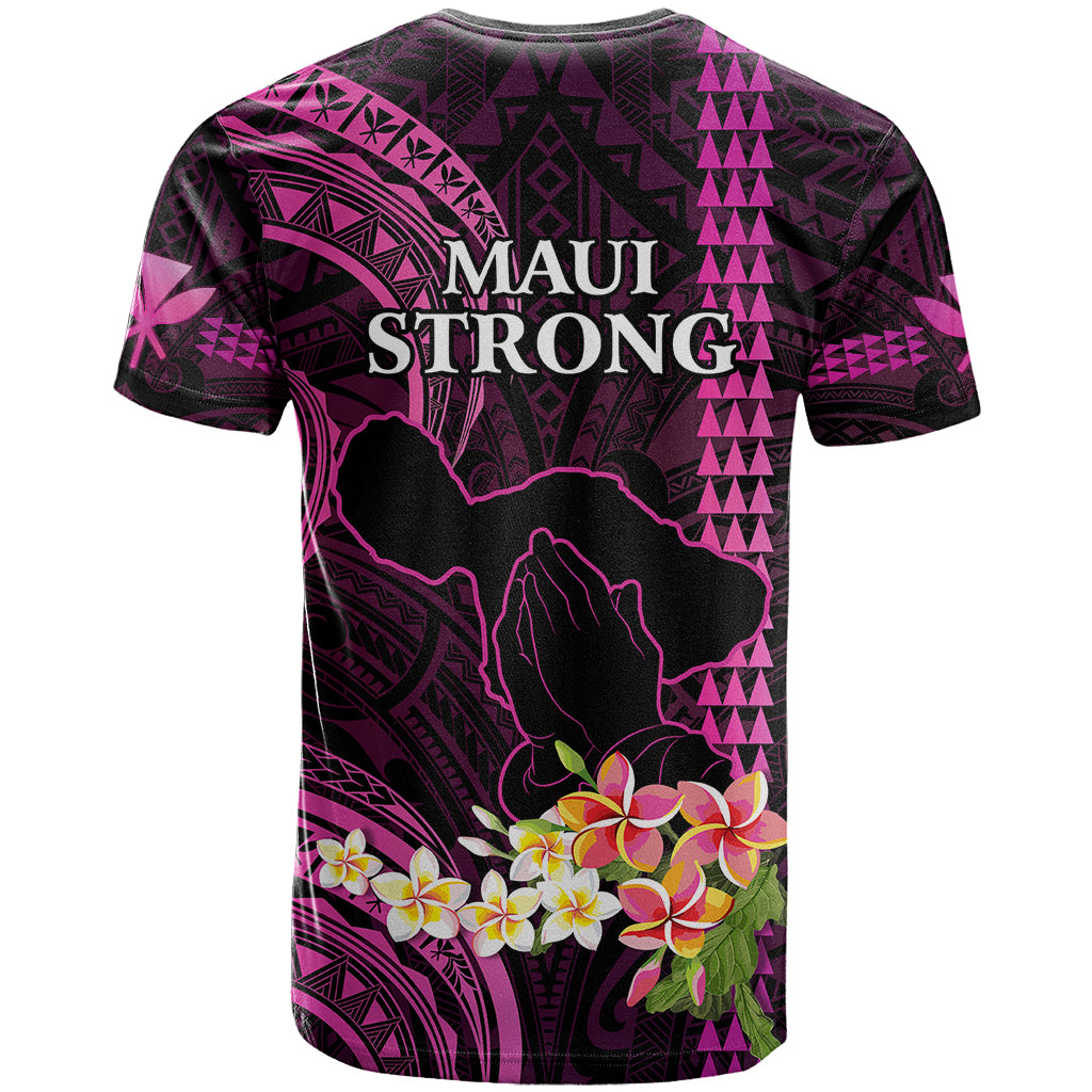 Hawaii T Shirt Pray For Maui Hawaiian Plumeria Be Strong Pink Verison - Wonder Print Shop
