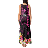 Hawaii Tank Maxi Dress Pray For Maui Hawaiian Plumeria Be Strong Pink Verison - Wonder Print Shop