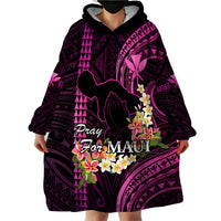Hawaii Wearable Blanket Hoodie Pray For Maui Hawaiian Plumeria Be Strong Pink Verison - Wonder Print Shop