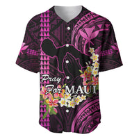 Personalised Hawaii Baseball Jersey Pray For Maui Hawaiian Plumeria Be Strong Pink Verison - Wonder Print Shop