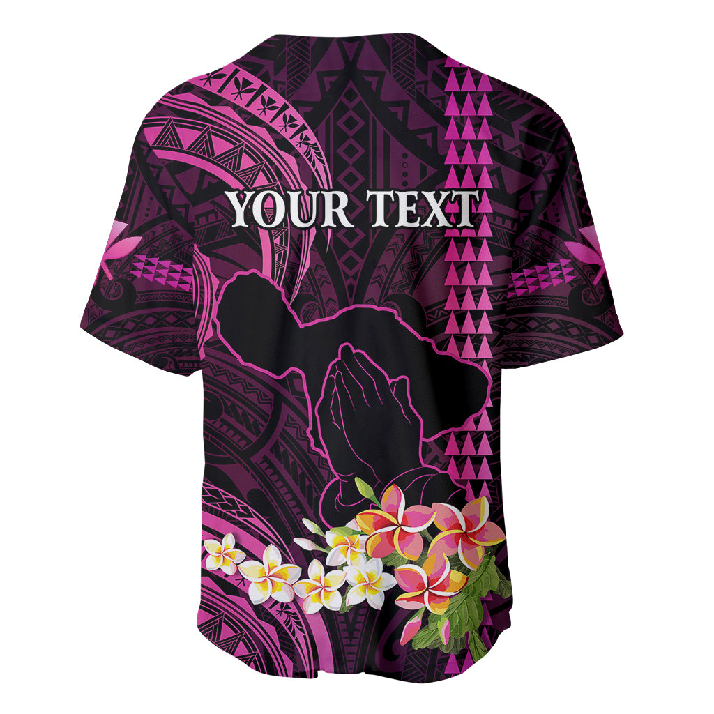 Personalised Hawaii Baseball Jersey Pray For Maui Hawaiian Plumeria Be Strong Pink Verison - Wonder Print Shop