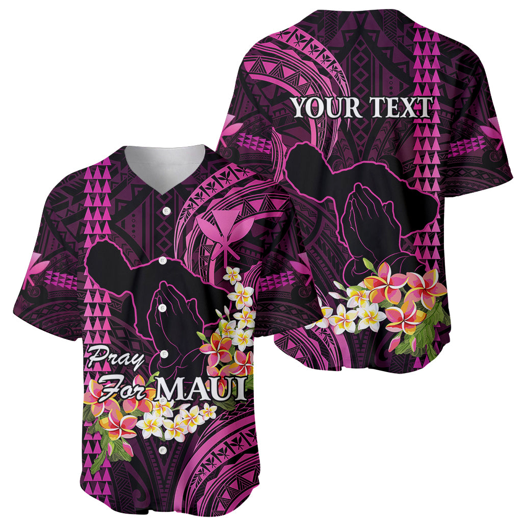 Personalised Hawaii Baseball Jersey Pray For Maui Hawaiian Plumeria Be Strong Pink Verison - Wonder Print Shop