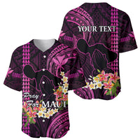 Personalised Hawaii Baseball Jersey Pray For Maui Hawaiian Plumeria Be Strong Pink Verison - Wonder Print Shop