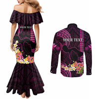 personalised-hawaii-couples-matching-mermaid-dress-and-long-sleeve-button-shirts-pray-for-maui-hawaiian-plumeria-be-strong-pink-verison