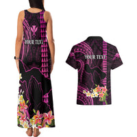 Personalised Hawaii Couples Matching Tank Maxi Dress and Hawaiian Shirt Pray For Maui Hawaiian Plumeria Be Strong Pink Verison - Wonder Print Shop