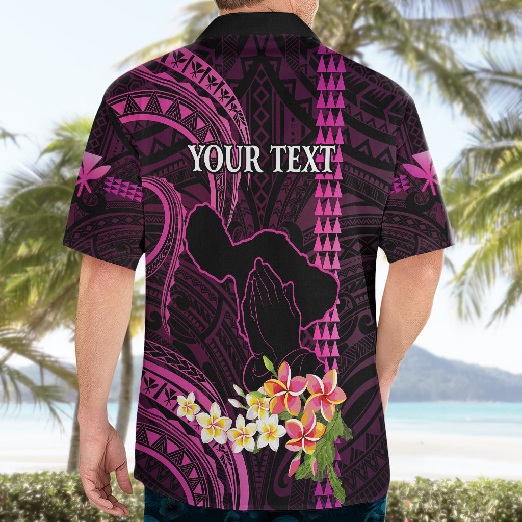Personalised Hawaii Hawaiian Shirt Pray For Maui Hawaiian Plumeria Be Strong Pink Verison - Wonder Print Shop