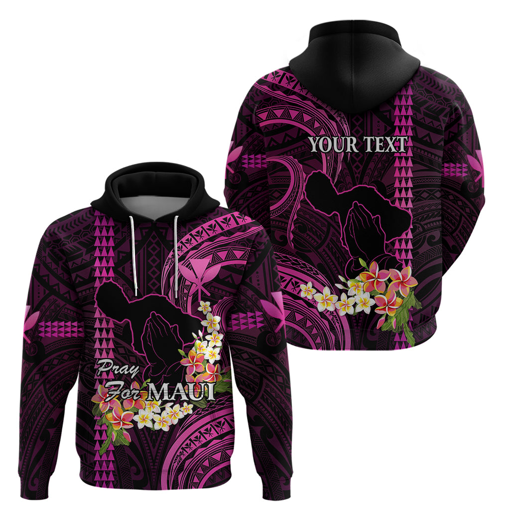 Personalised Hawaii Hoodie Pray For Maui Hawaiian Plumeria Be Strong Pink Verison - Wonder Print Shop