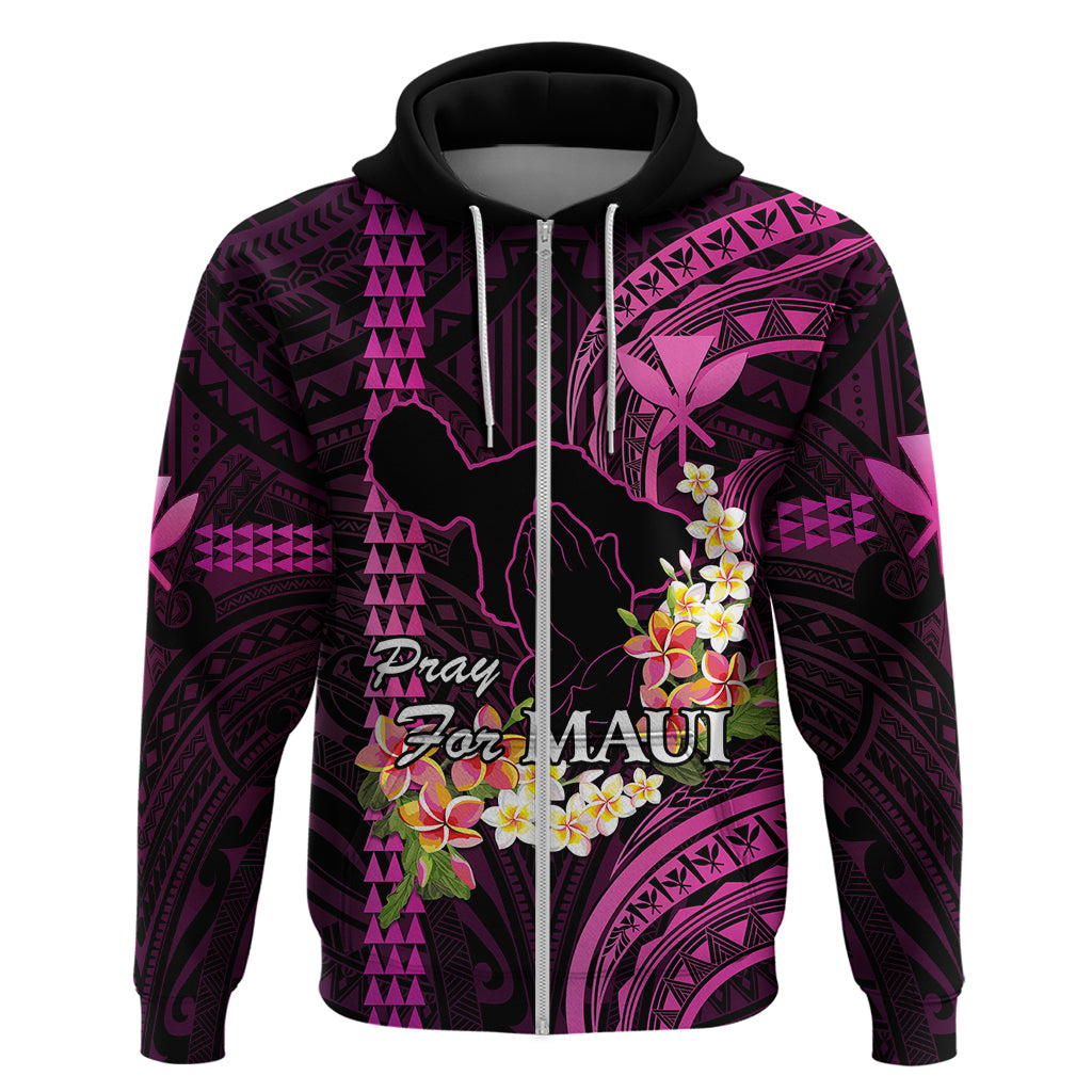Personalised Hawaii Hoodie Pray For Maui Hawaiian Plumeria Be Strong Pink Verison - Wonder Print Shop