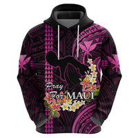 Personalised Hawaii Hoodie Pray For Maui Hawaiian Plumeria Be Strong Pink Verison - Wonder Print Shop